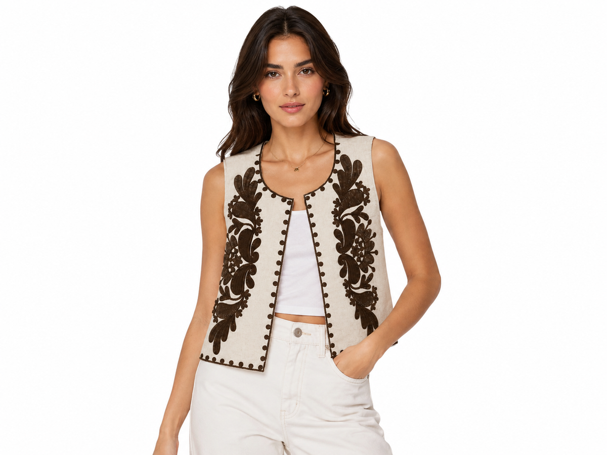Women’s embroidered linen vest