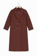 Double-Breasted Burgundy Wool Coat with Gold Buttons