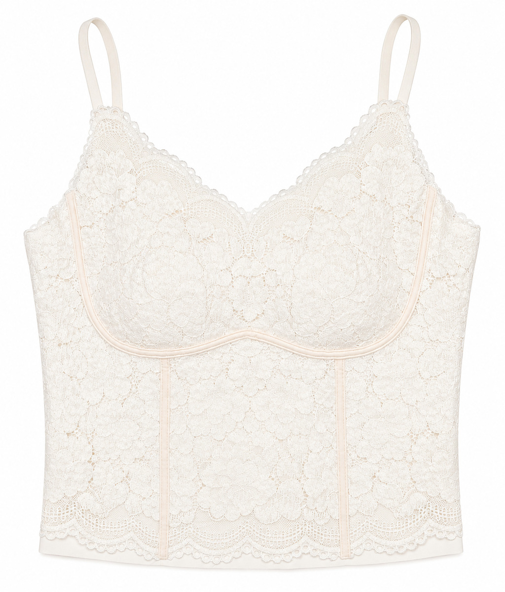 Ivory floral lace corset cami top