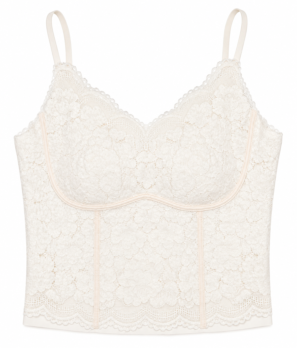 Ivory floral lace corset cami top