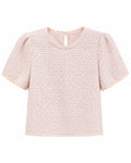 Blush Pink Sequin Tweed Top