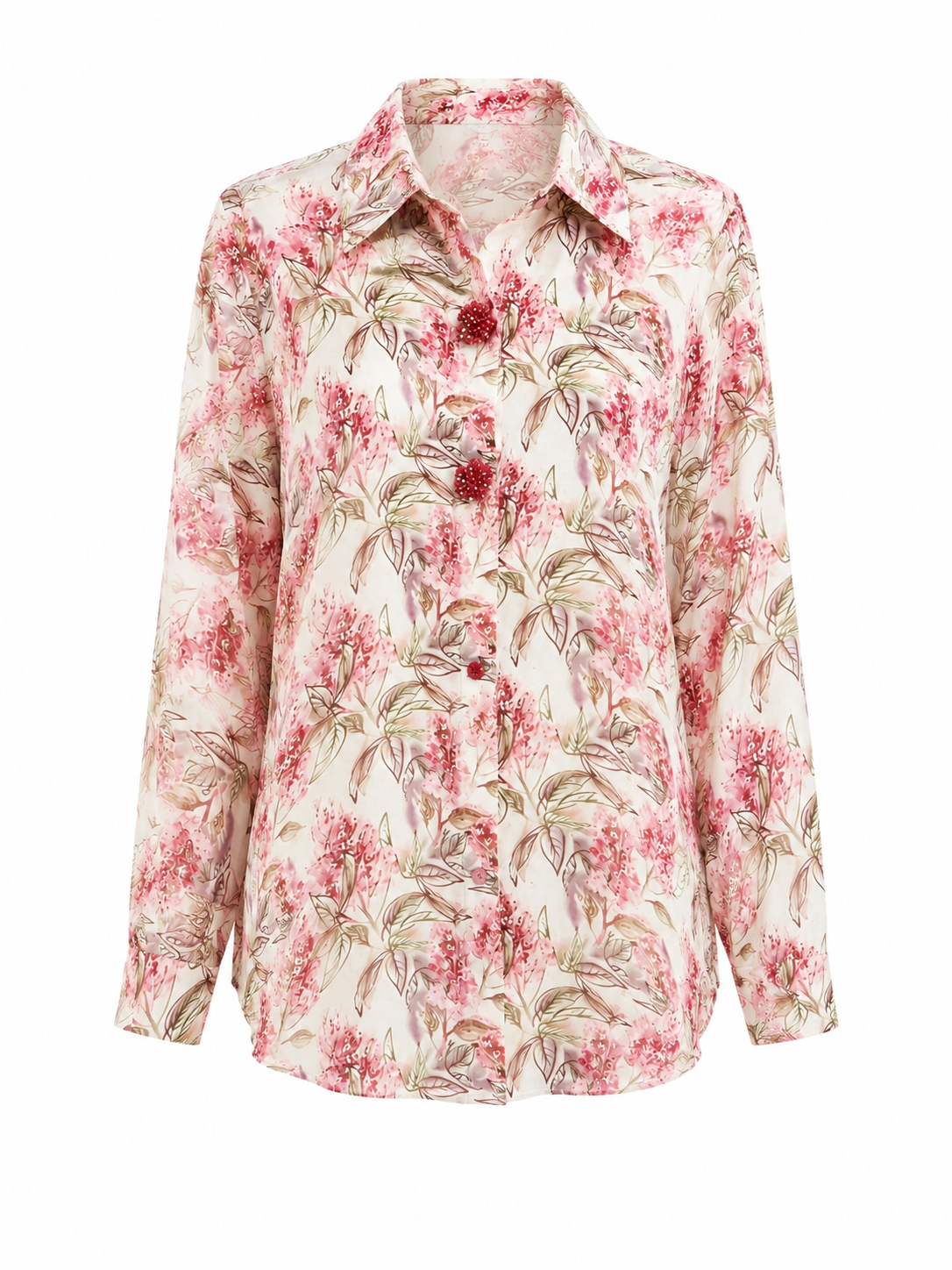 Women floral print long sleeve blouse