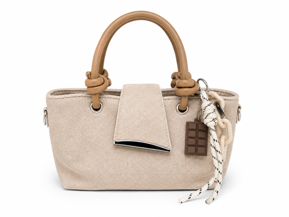 Beige charm mini tot bag