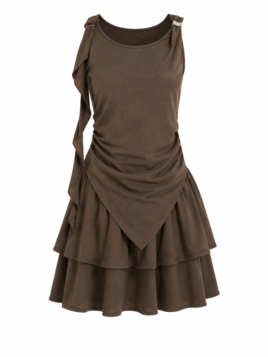 Mocha draped ruffle set