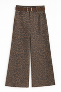 Leopard Print Wide-Leg Trousers with Belt