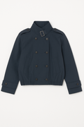 Navy Cropped Trench Jacket