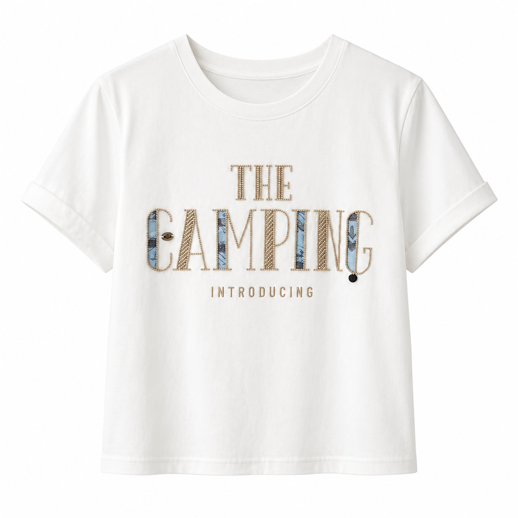 White embellished graphic t-shirt