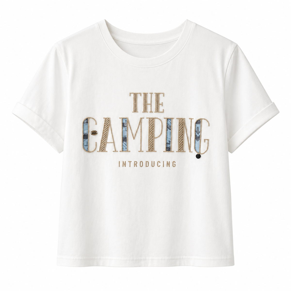 White embellished graphic t-shirt