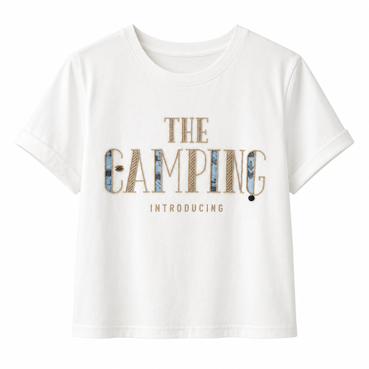 White embellished graphic t-shirt