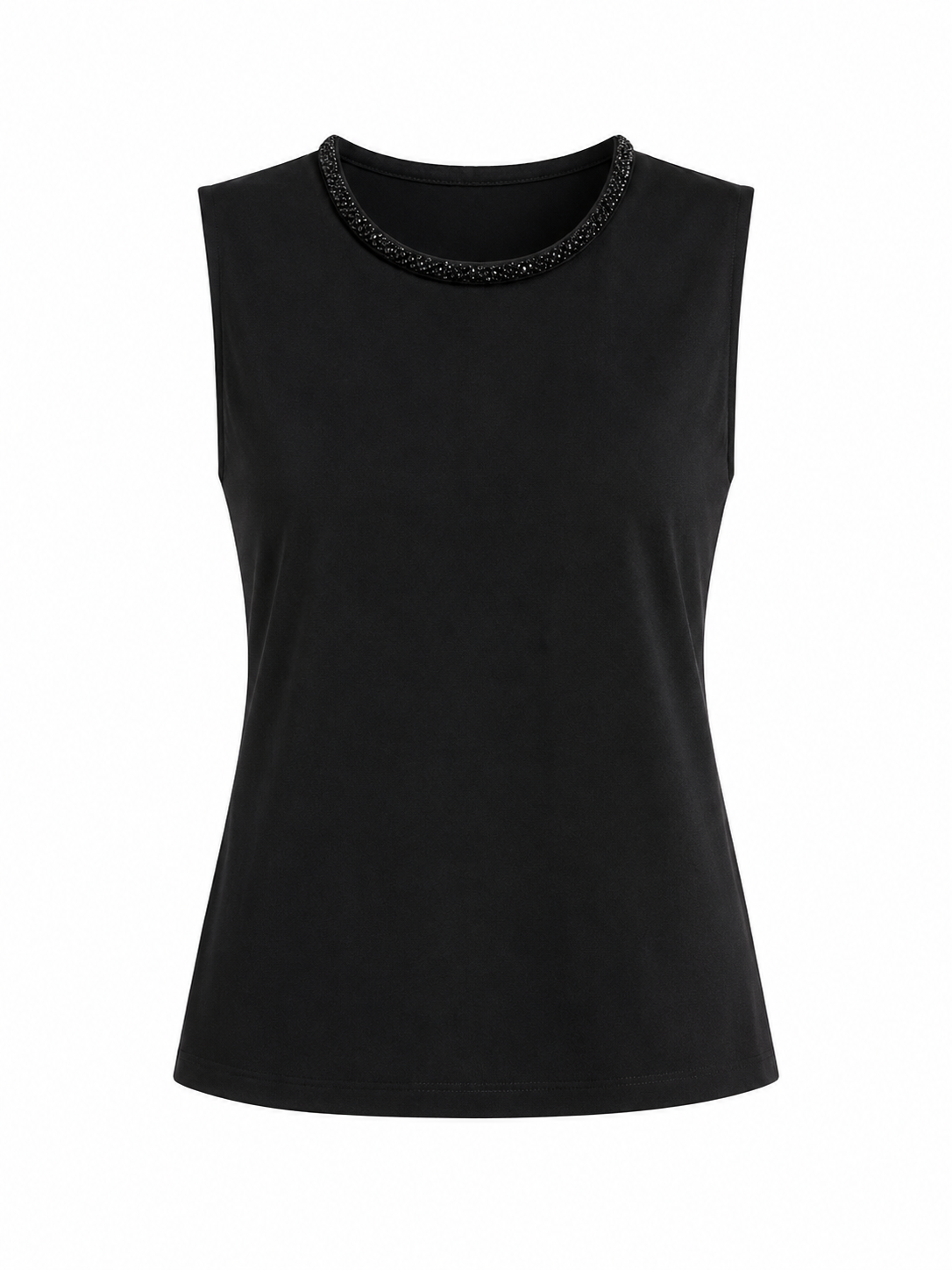 Black beaded-neck sleeveless