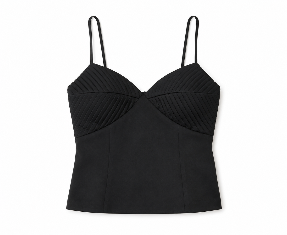 Blackpleated bust cami top