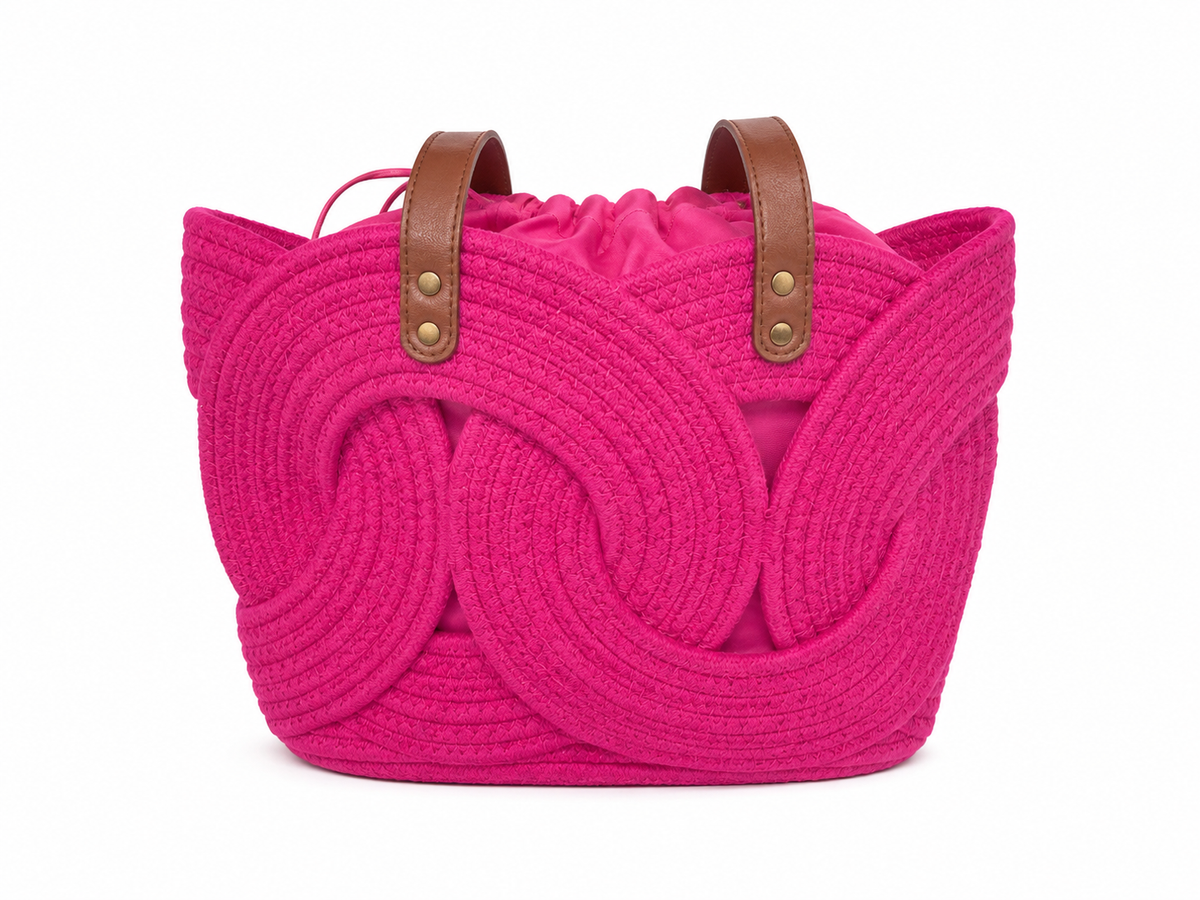 Fuchsia braided statement tote bage