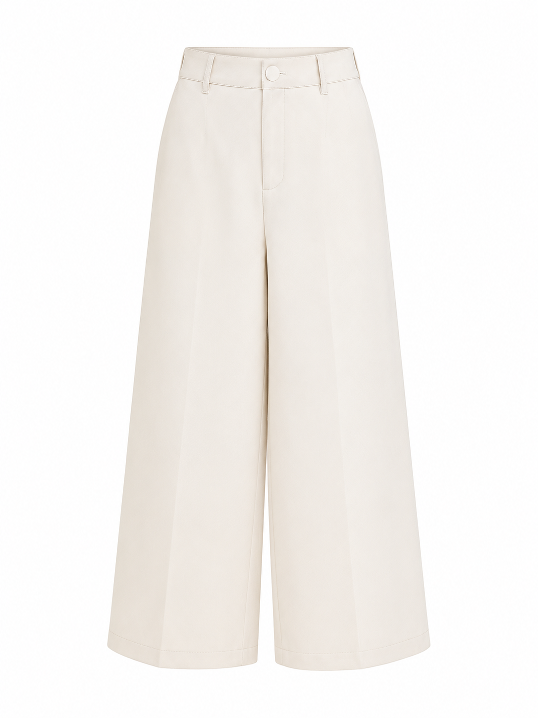 Women elegant white wide-leg trousers