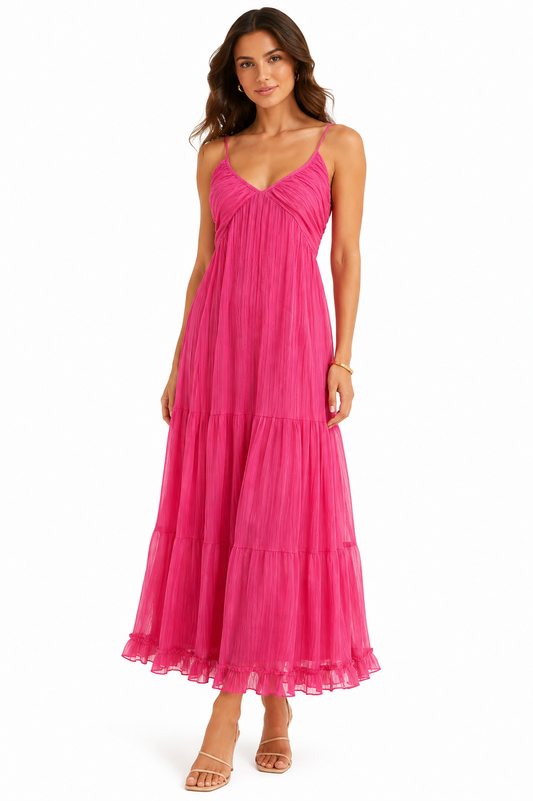 Fuchsia halter maxi dress