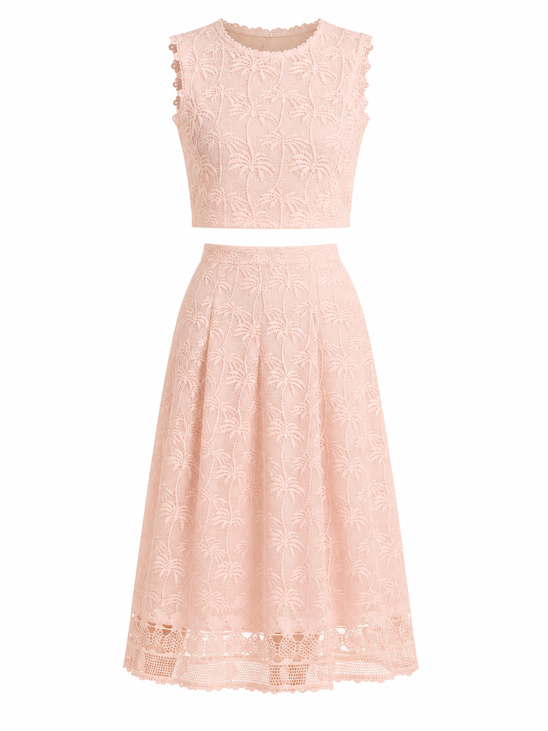Blush palm lace two-piece set