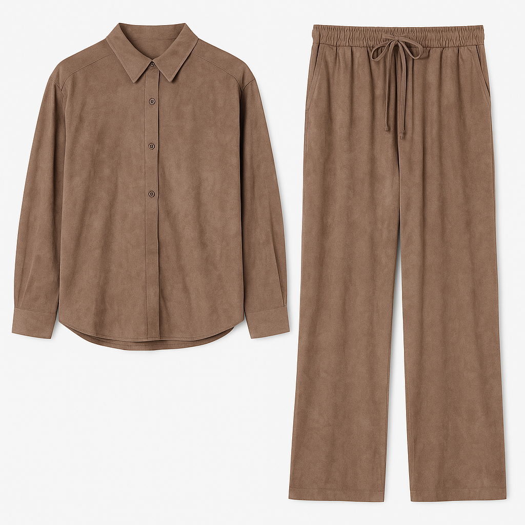 Brown Suede Shirt and Trouser Set