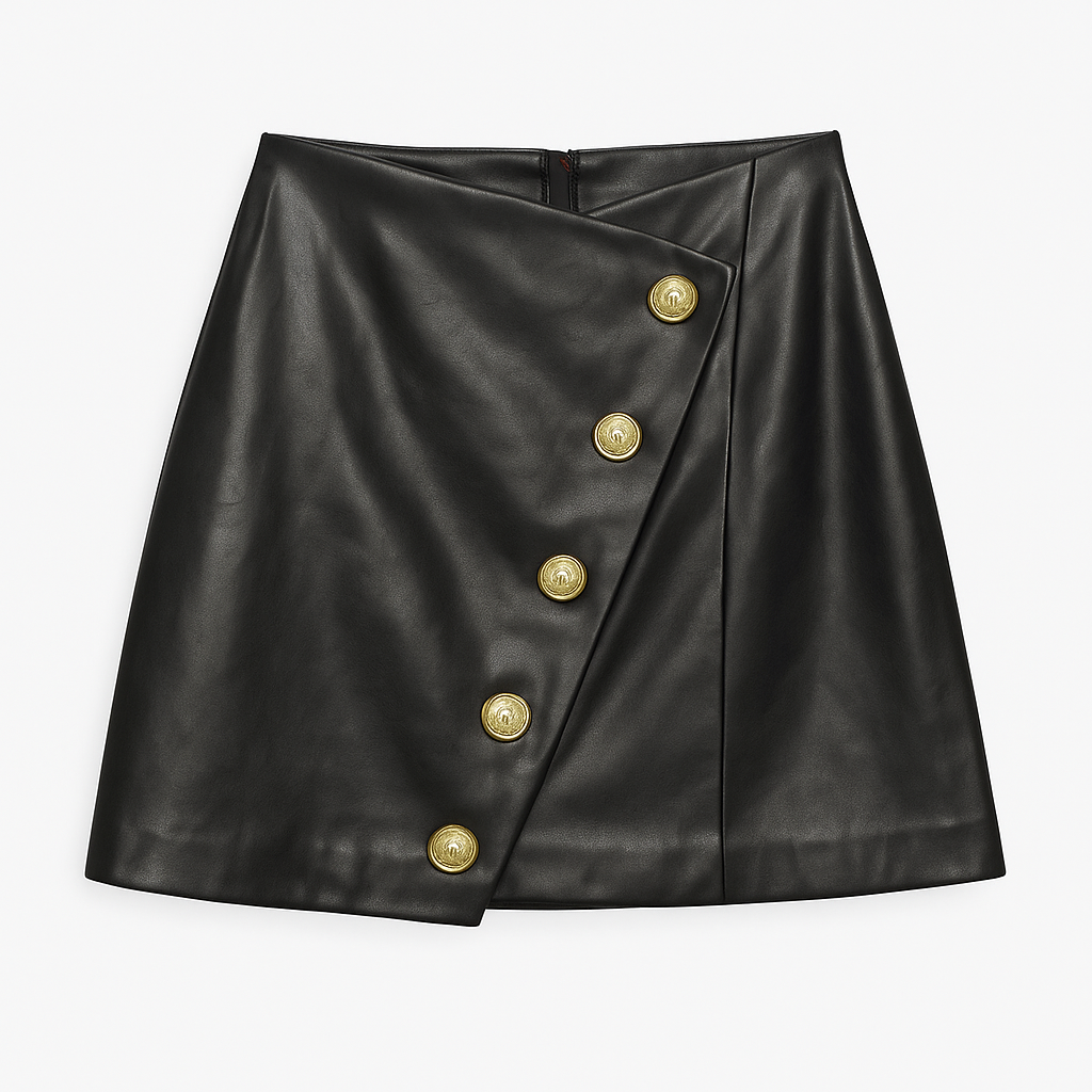 Asymmetric Leather Skirt
