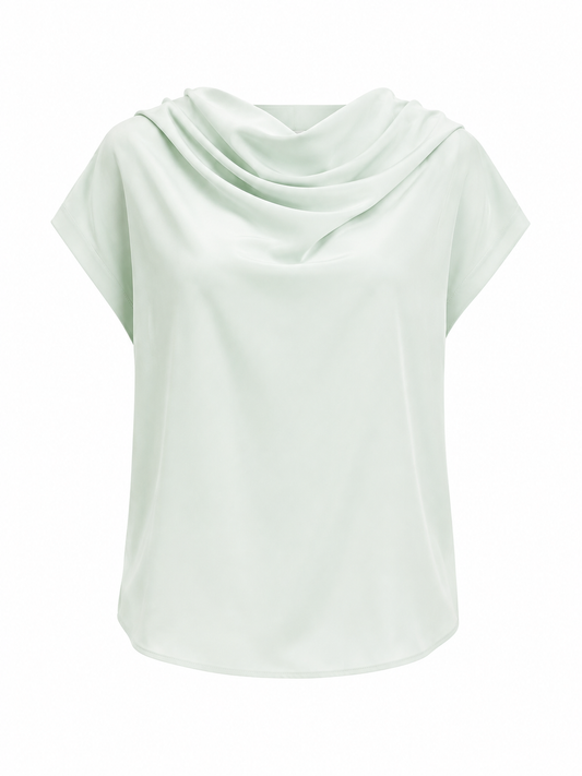 Women mint green draped boat neck blouse