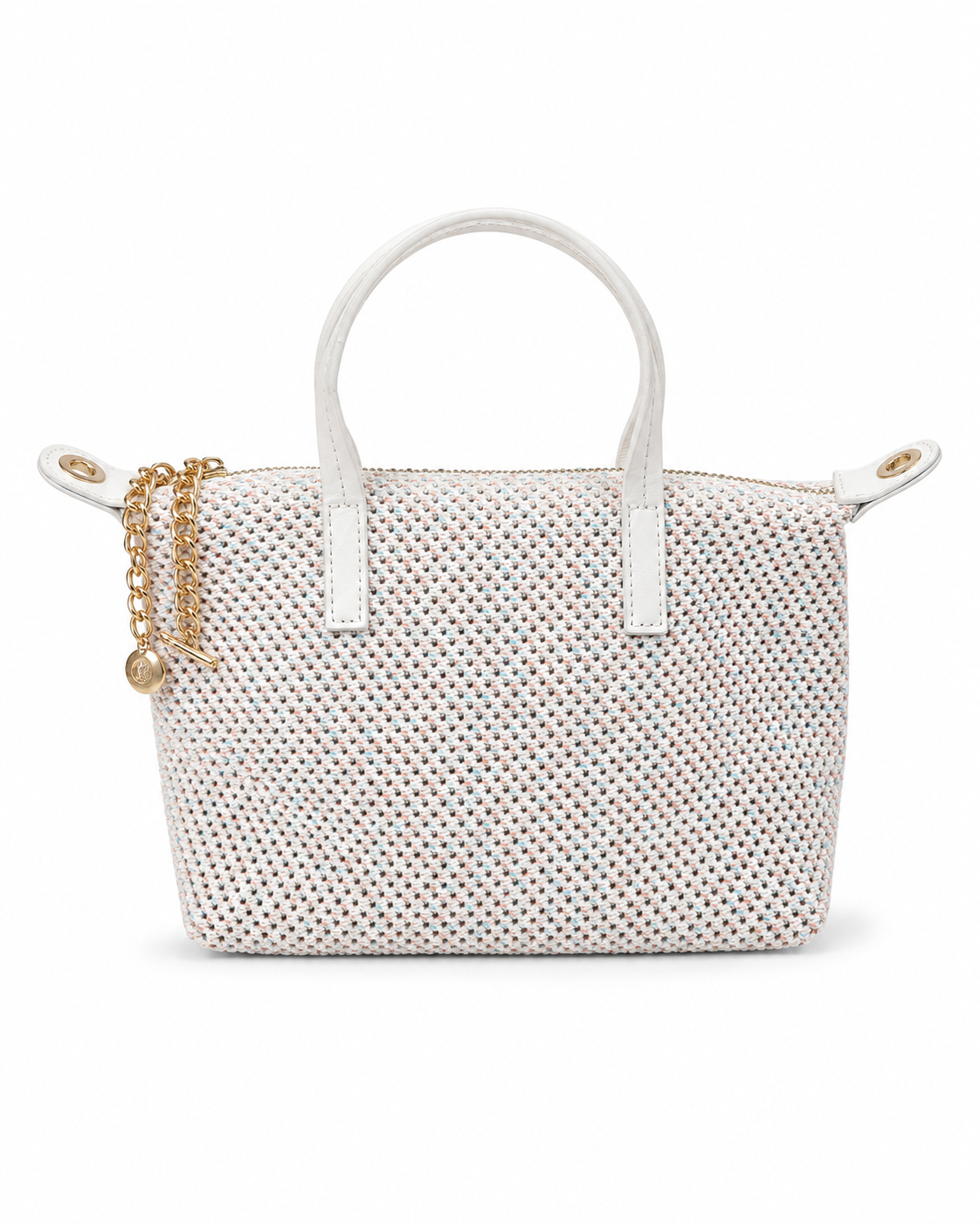 Ivory woven mini tote bag