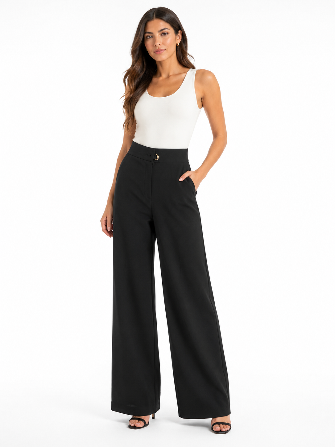 Women’s Black High-Waisted Wide-Leg Trousers