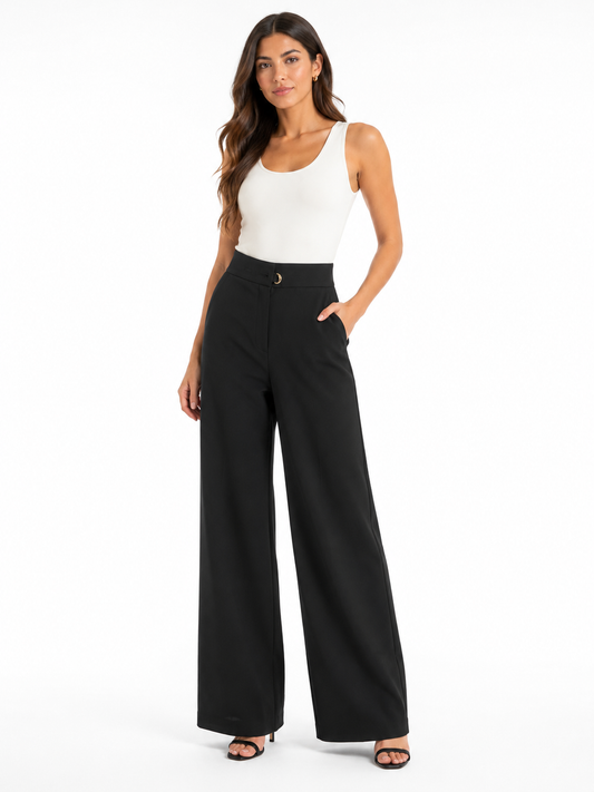 Women’s Black High-Waisted Wide-Leg Trousers