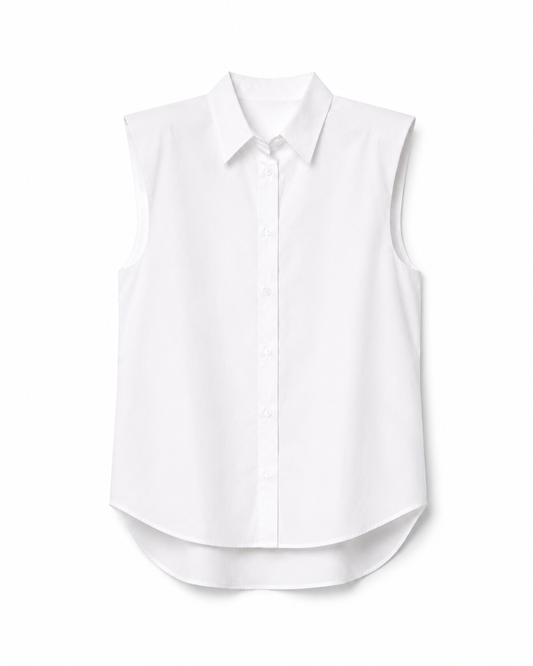 Women’s White Sleeveless Button-Up Blouse