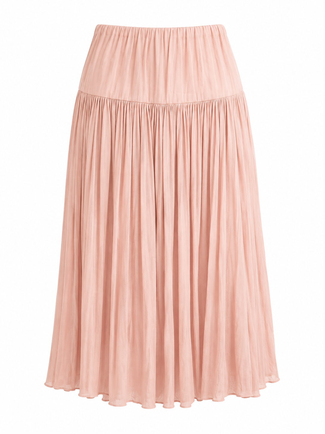 Blush pink pleated maxi skirt