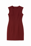 Elegant Sleeveless Burgundy Sheath Dress – Classic Fitted Silhouette