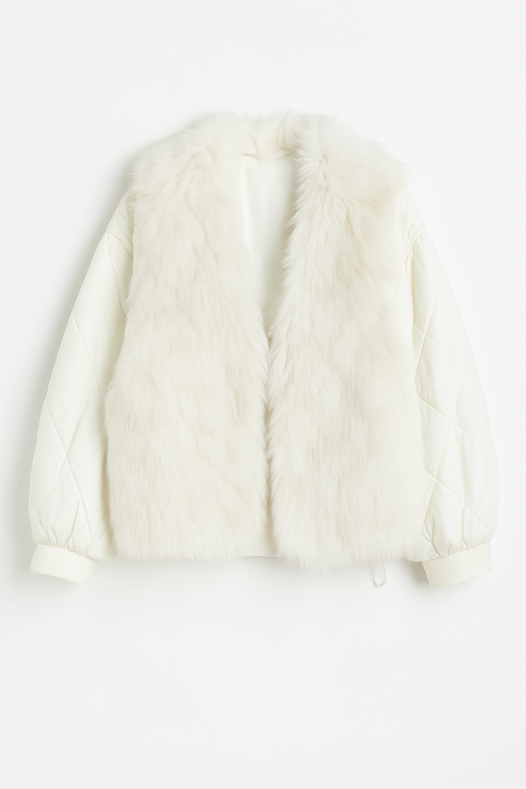 Ivory Faux Fur and Quilted Jacket