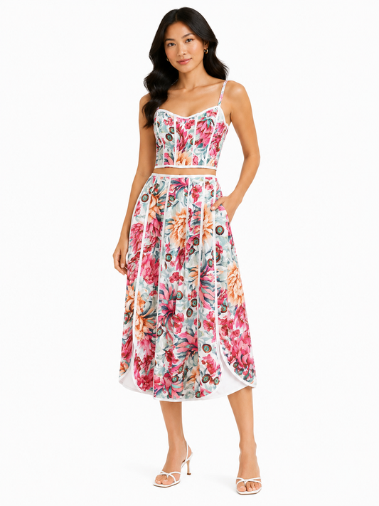 Women floral corset midi dress
