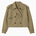 Cropped Khaki Trench Jacket