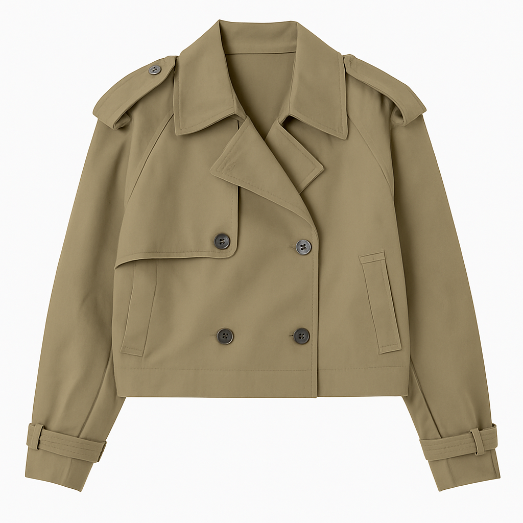 Cropped Khaki Trench Jacket