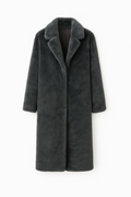 Long Faux Fur Coat in Charcoal Grey