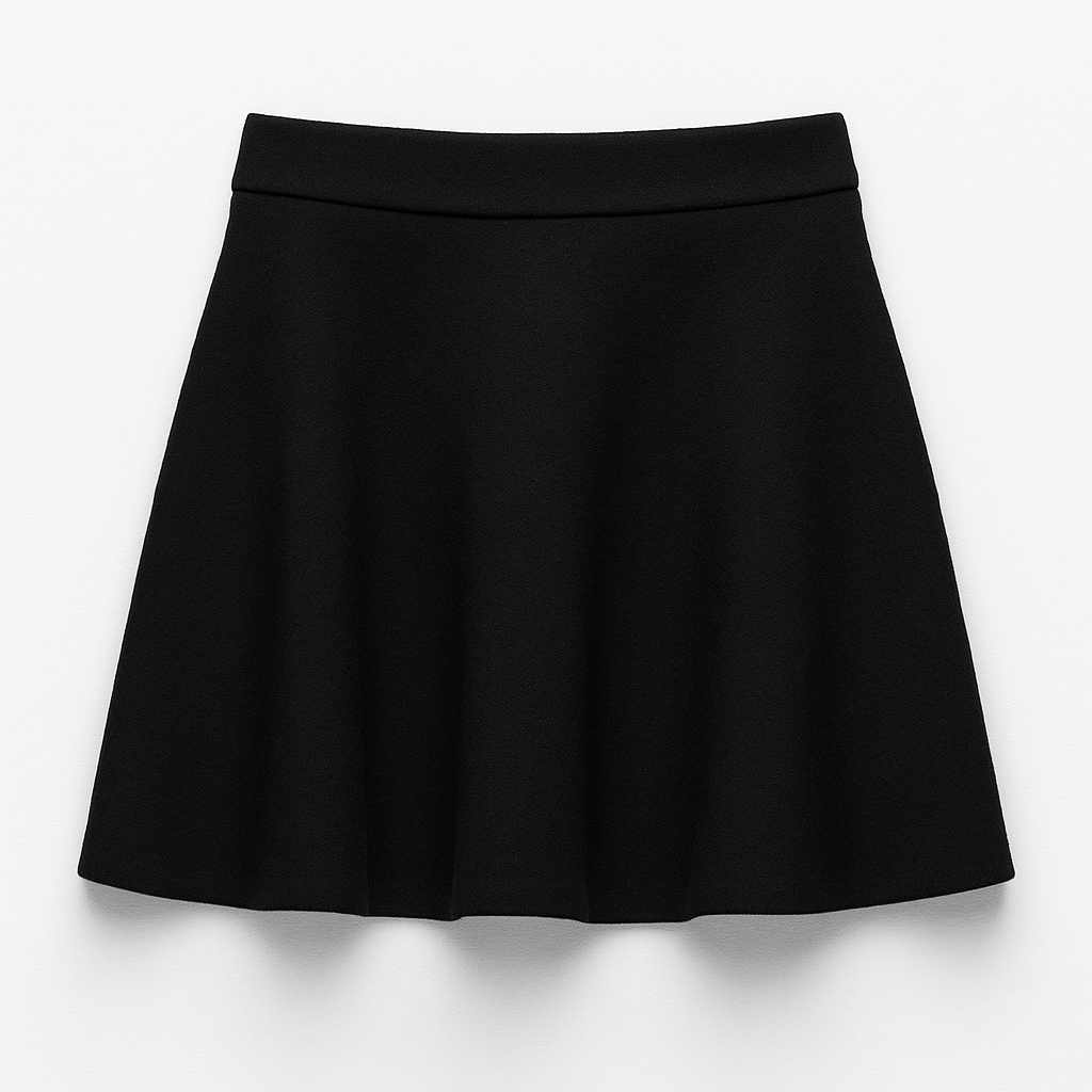 Classic Flared Knit Skirt in Black