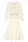 Ivory Textured Bow-Accent dress