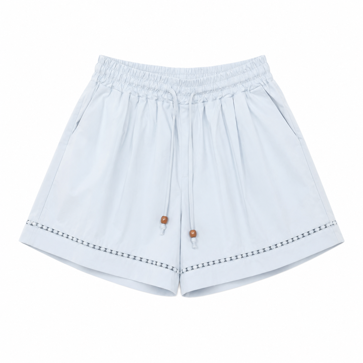 Sky blue lace trim drawstring short
