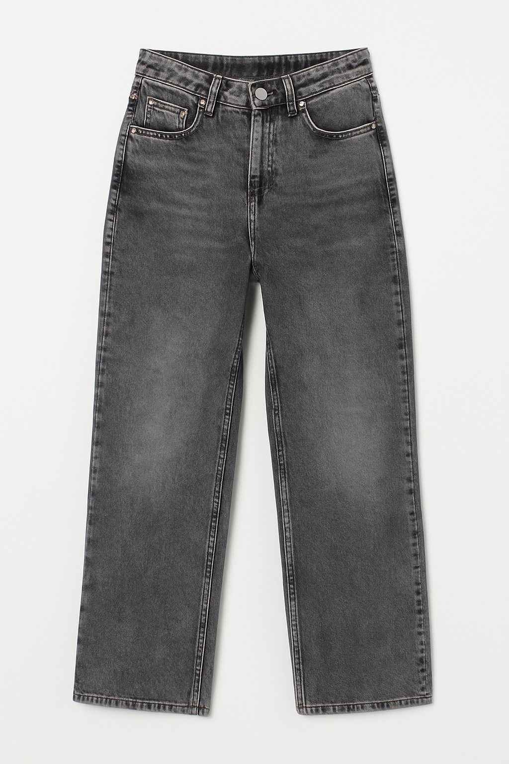 Washed Black Straight-Leg Jeans