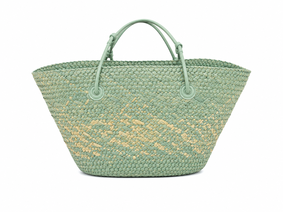 Mint breeze woven tote bag