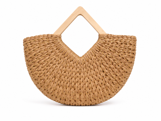 Golden woven crescent bag