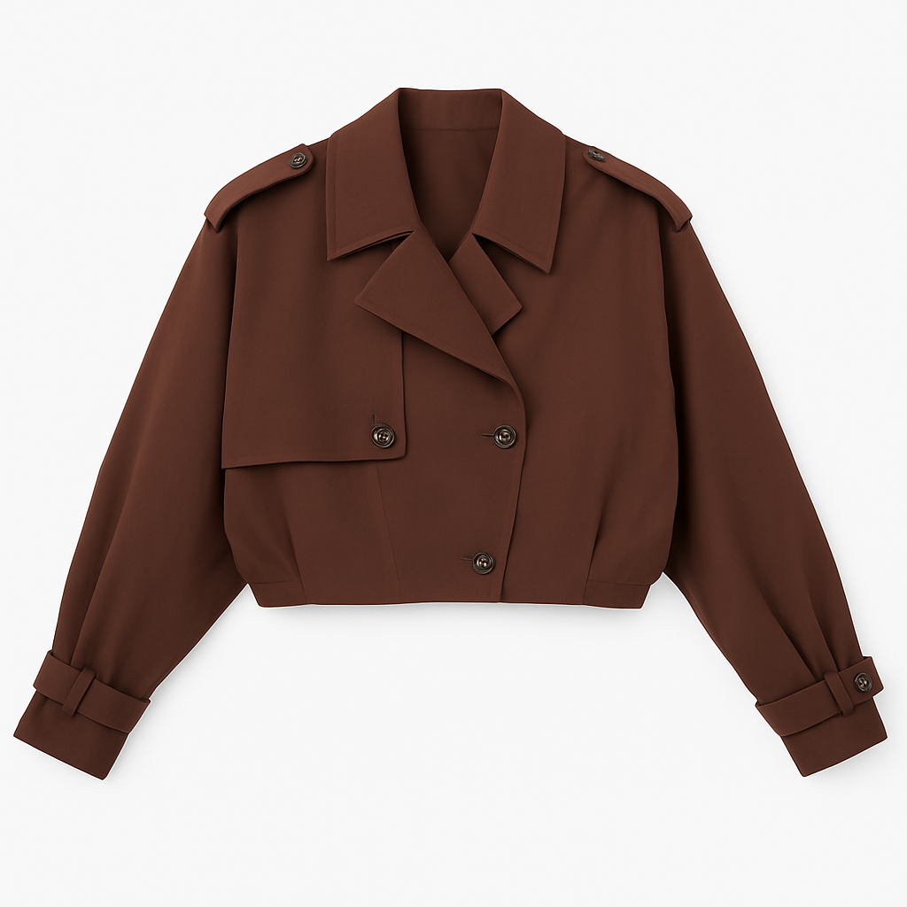 Chocolate Brown Cropped Trench Jacket