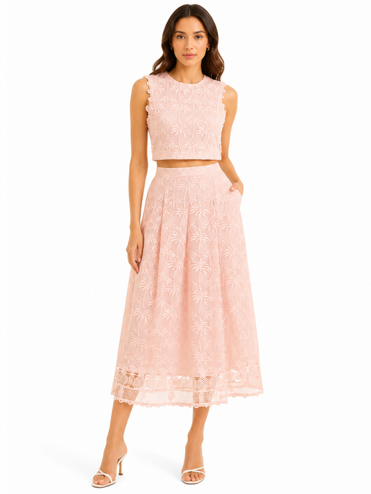 Blush palm lace two-piece set