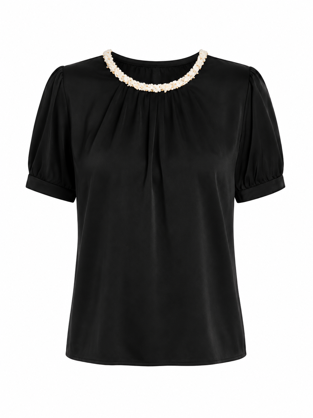 Black pearl neckline blouse