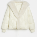 Puffer jacket with faux-fur neckline