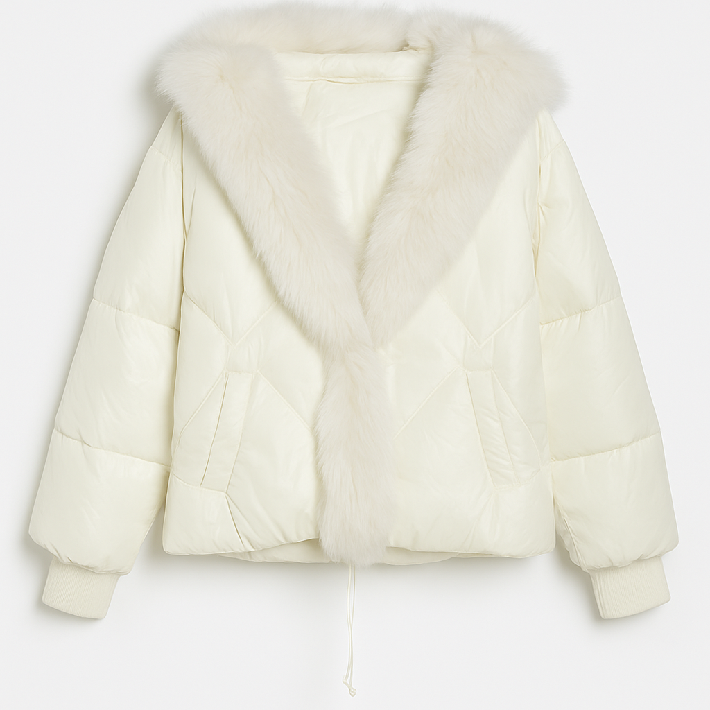 Puffer jacket with faux-fur neckline