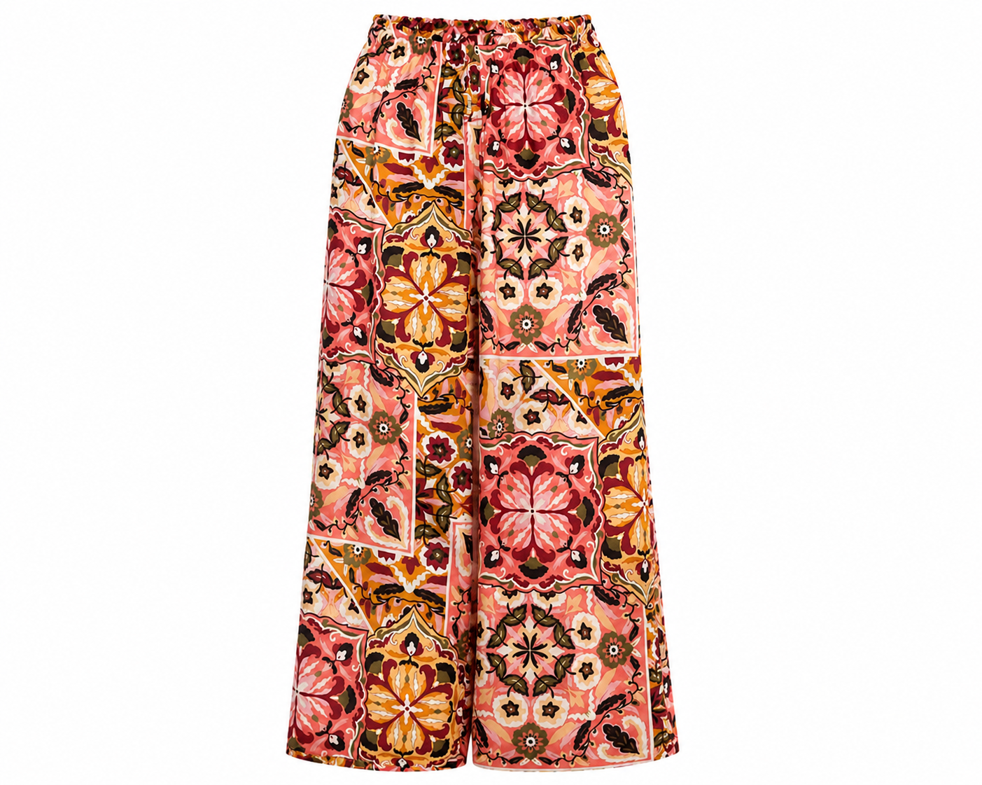 Boho patchwork wide-leg palazzo pants
