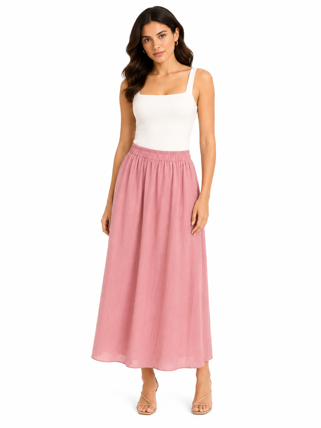 Women blush pink wrap maxi skirt