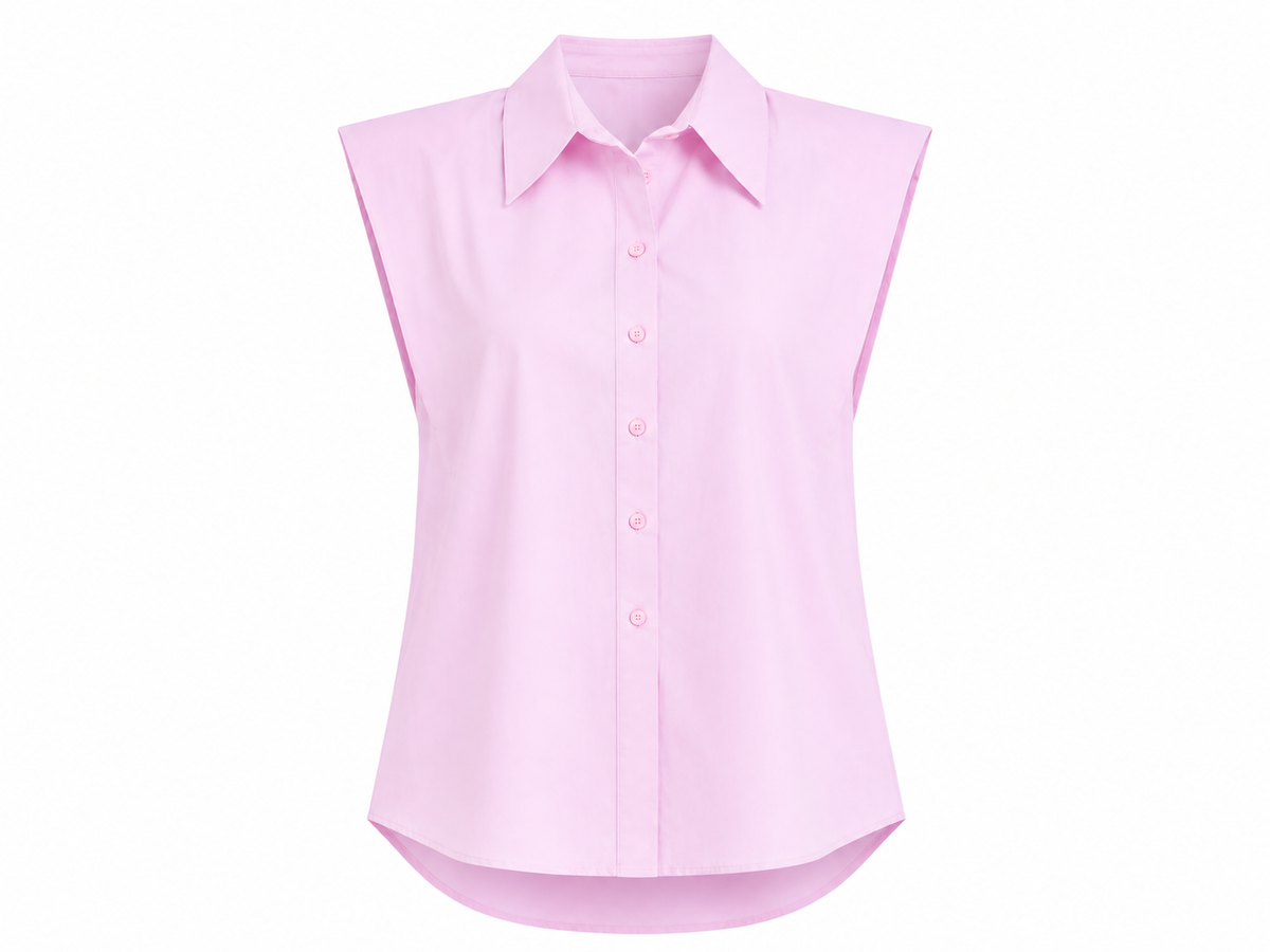Pink sleeveless collared blouse