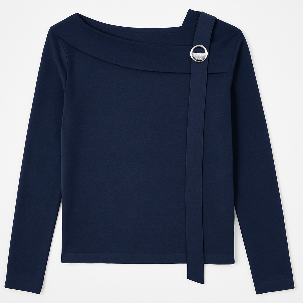 Boat Neck Top with Modern Strap Accen