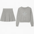 Light Grey Knit Set with Sequin Star Detail