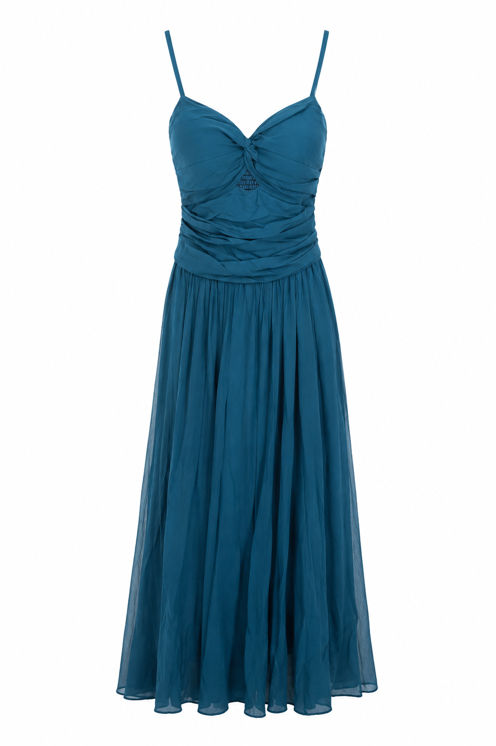 Teal ruched maxi dress